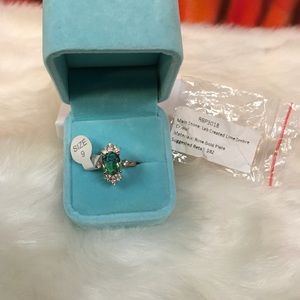 Rbp ring lab created lime ombré crystal on rose gold plated size 9